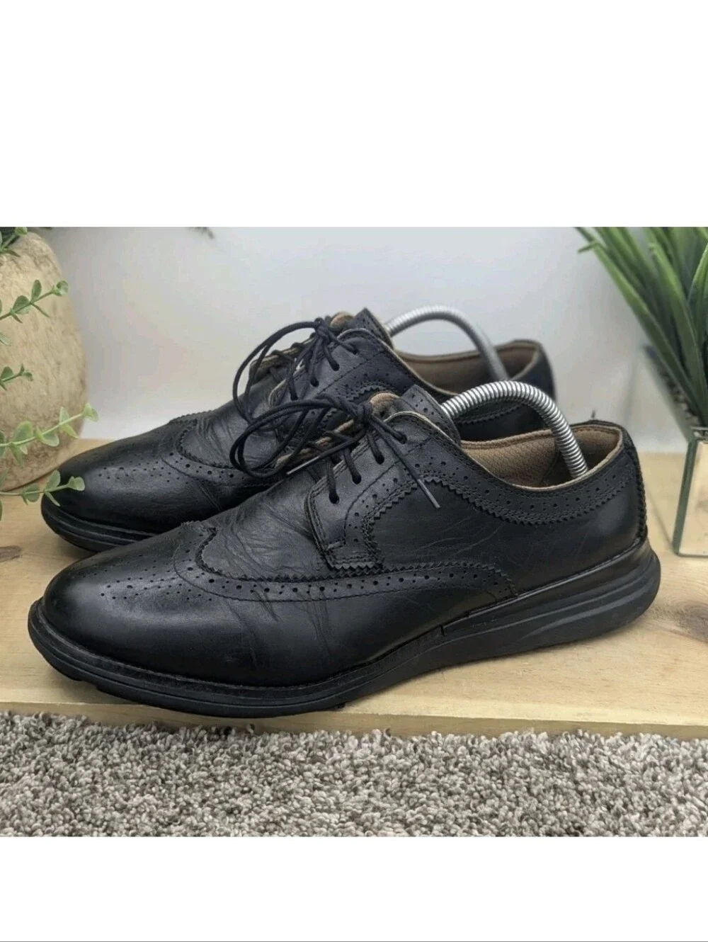Kuru Warhol Black Leather Wingtip Mens Size 10 Casual Dress Comfort Shoes
